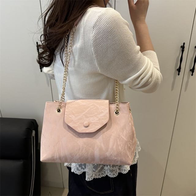 Mulgam-Chain Strap Faux Leather Tote Bag