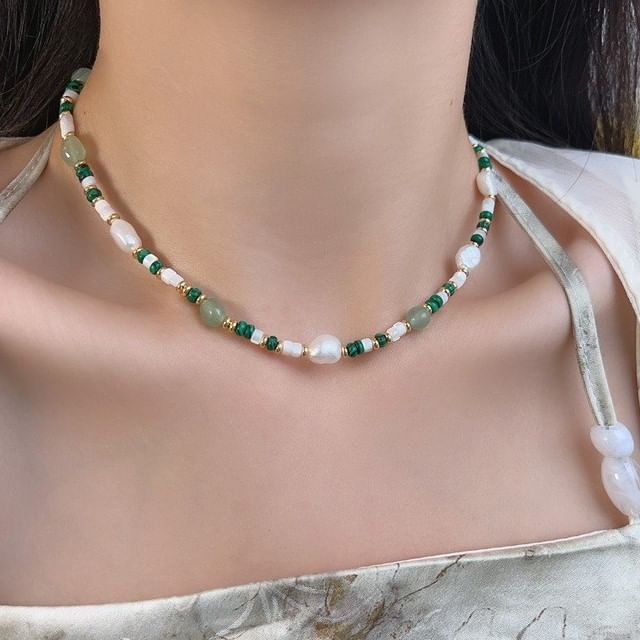 True Glam-Natural Pearl Beaded Necklace