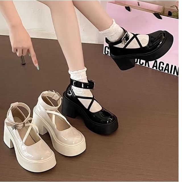 Anjay - Ankle Strap Platform Chunky Heel Mary Jane Pumps | YesStyle