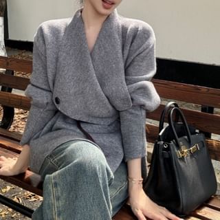Beem-V-Neck Cardigan Belt