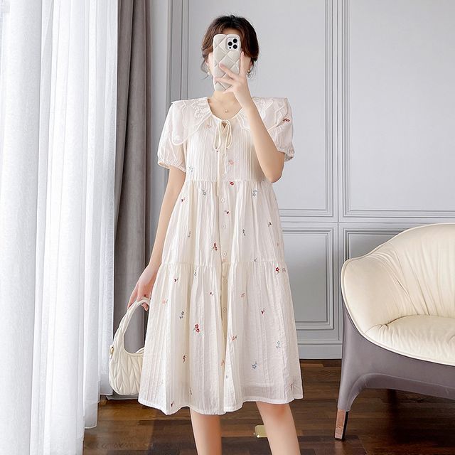 floral embroidered smock dress Womens Tonal Embroidered Waist Dress main image 0