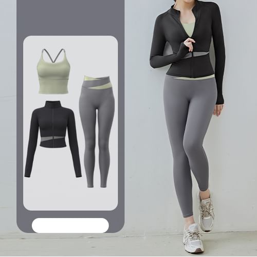FAYE - Sport Camisole Top / Zip Jacket / Yoga Pants / Set