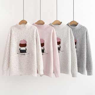 TOJI - Mock-Neck Cartoon Embroidered Sweater | YesStyle