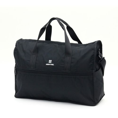 HAPITAS Folding Boston Travel Bag M Size Simple Logo (Logo Black)