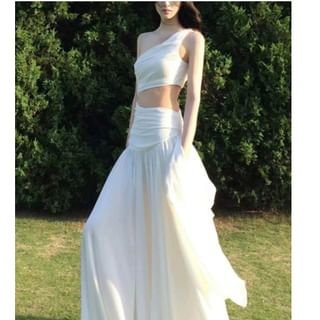 NENE Sleeveless One-Shoulder Plain Cutout Maxi Sundress Sale