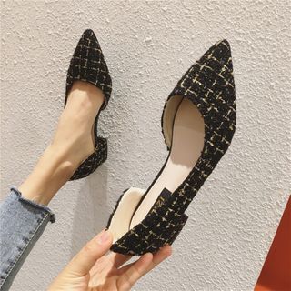 The Shoe House - Tweed D'Orsay Low-Heel Pumps | YesStyle