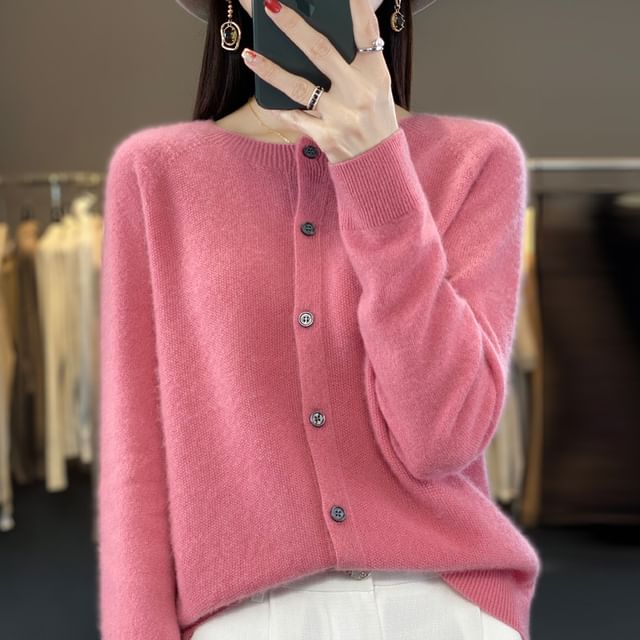 Keiko Girl-Round Neck Plain Cardigan