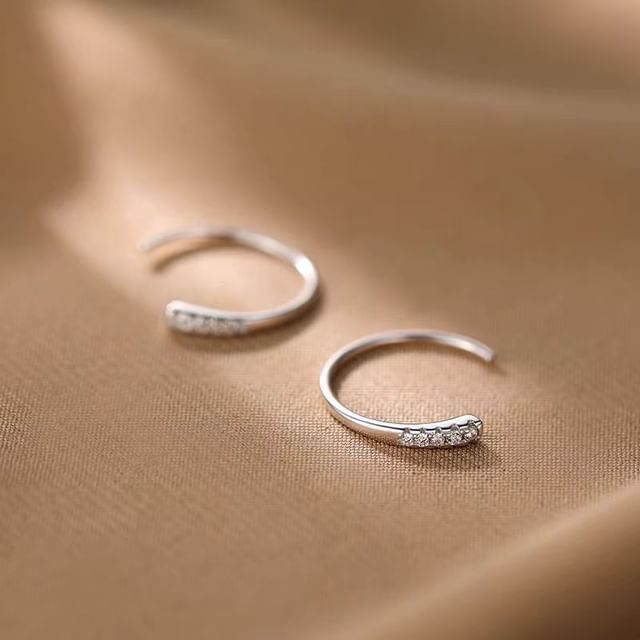 Halfla-CZ Half Hoop Earring