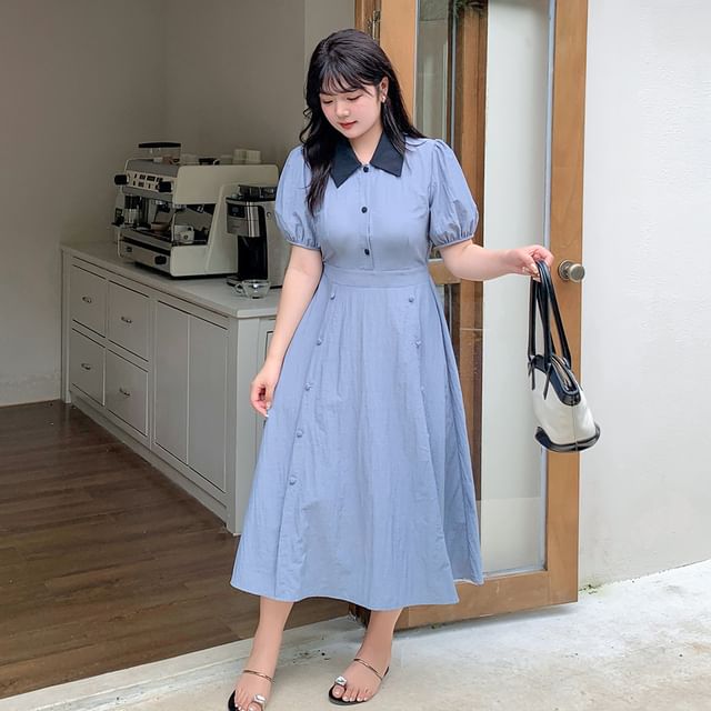 chinese dress ladies Women's Ruffle Puff Sleeve Corset S-XL A Line Dresses (Midi)   International Women's Clothing