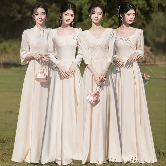 DreesHouse-Plain Bridesmaid Evening Gown Various Designs