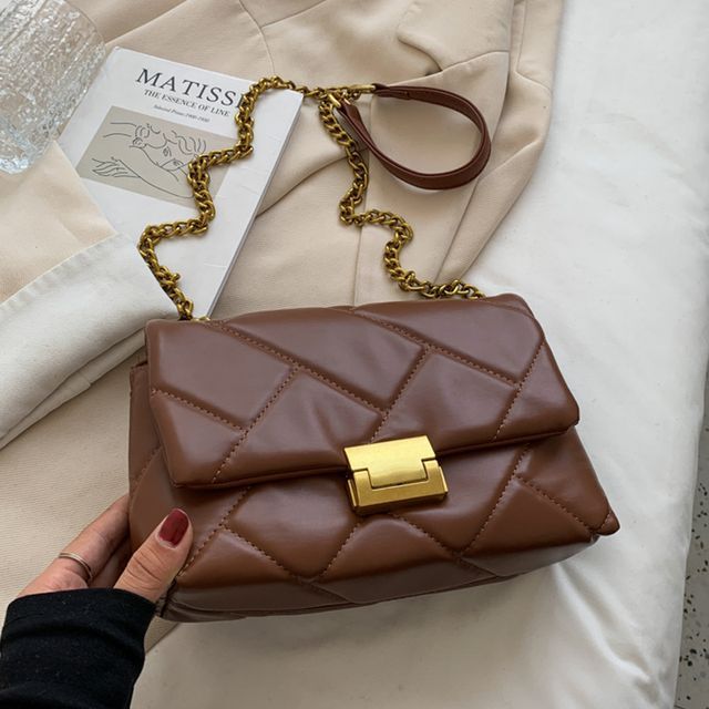 Kunado Quilted Flap Crossbody Bag YesStyle