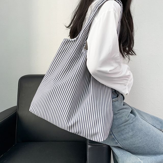 Basaran-Striped Shopper Bag