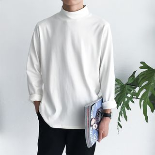 long sleeve mock neck t shirt