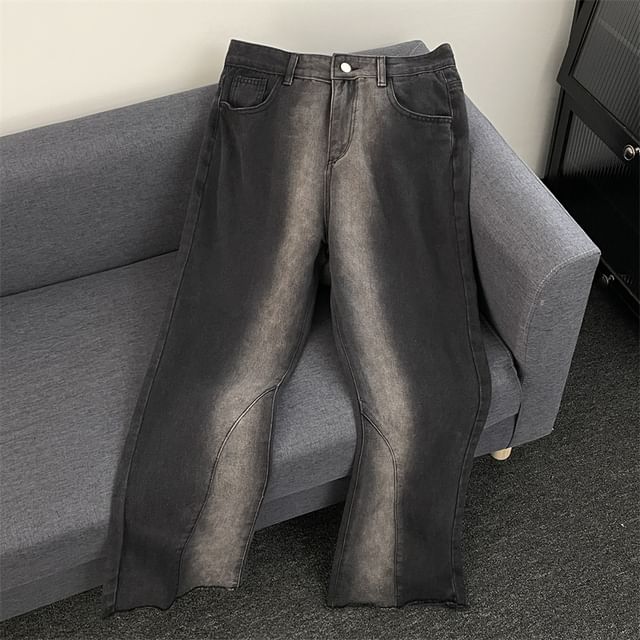 Plummie-Mid Rise Washed Wide Leg Jeans