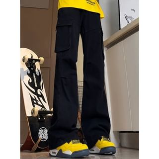 Kimeya-Mid Rise Flared Cargo Jeans