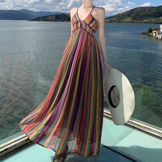 farm rio a line dress Striped A-Line Dress
