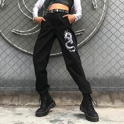 Thetis - Dragon Embroidered Harem Pants Thetis - Dragon Embroidered Harem Pants
