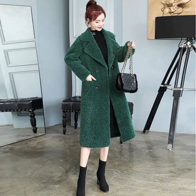 Everose-Plain Double-Breasted Coat