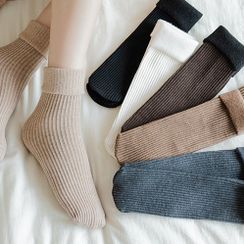 Kitach - Set Of 3 Pairs: Ribbed Knit Socks