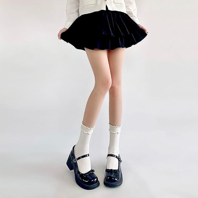 Gentiana-Plain Lettuce Edge Socks Set