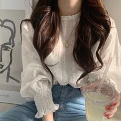 Althino - Long-Sleeve Lace Blouse Althino - Long-Sleeve Lace Blouse