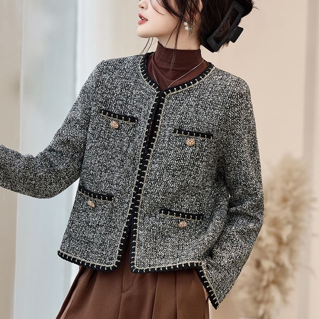 Sienne-Open Front Tweed Jacket