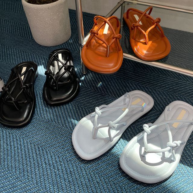 UUZONE - Thong Knotted Strappy Sandals 