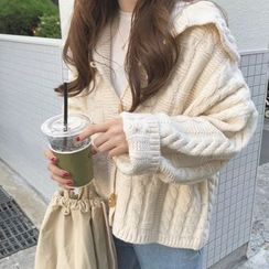 monroll - 牛角扣麻花針織開衫 monroll - 牛角扣麻花針織開衫