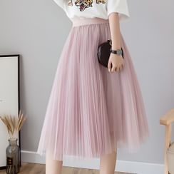 Ewane - Accordion Pleat Mesh Midi Skirt Ewane - Accordion Pleat Mesh Midi Skirt