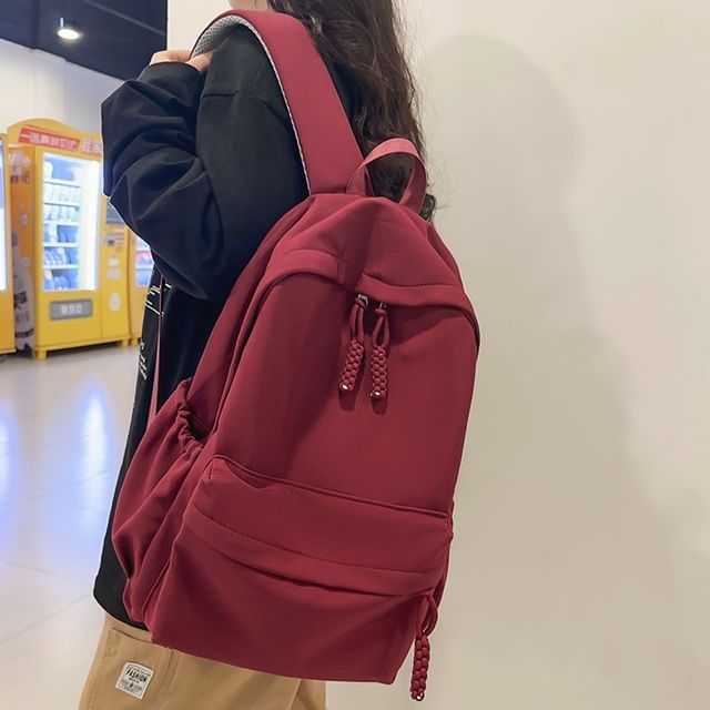 EAVALURE-Plain Nylon Backpack