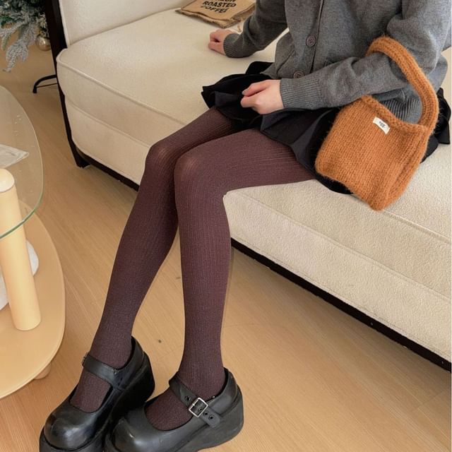 Mimiyu-Plain Ribbed Tights
