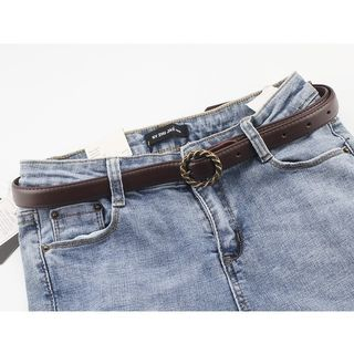 Rofuka-Faux Leather Slim Belt