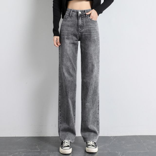 Denimot-High-Waist Straight Leg Jeans