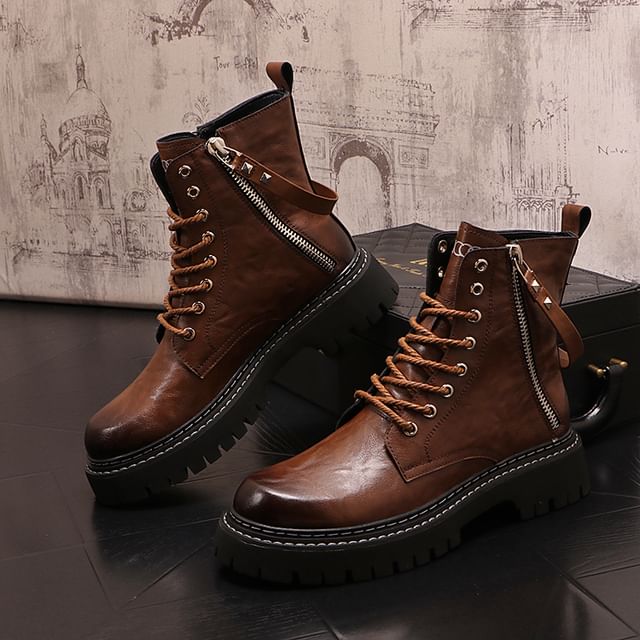 Mr Ozera - Plain Platform Short Boots | YesStyle