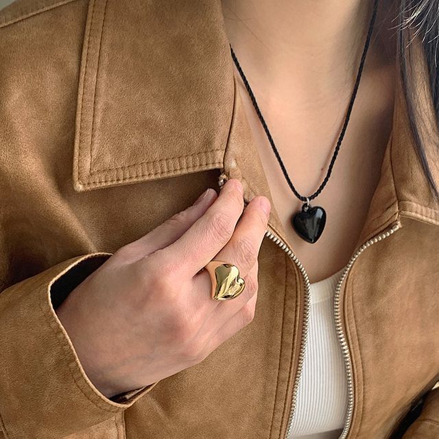 FROMBEGINNING Heart Pendant Cord Necklace YesStyle