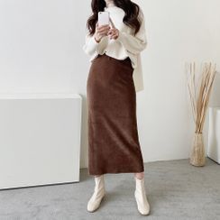 PPGIRL - Band-Waist Corduroy Skirt PPGIRL - Band-Waist Corduroy Skirt