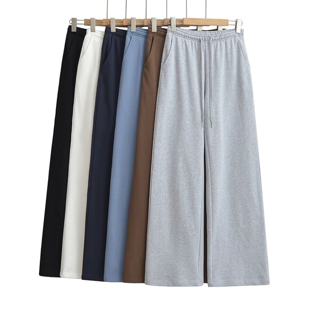 Ulark-High Rise Plain Wide Leg Sweatpants
