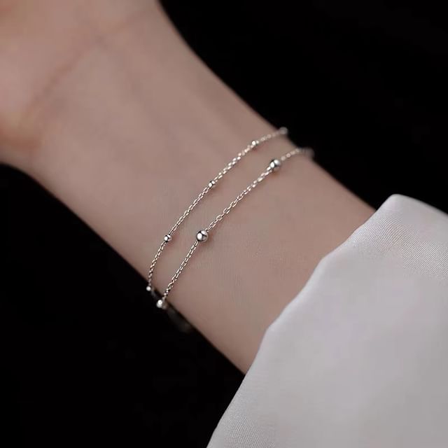 Toinianimos-Beaded Layered Sterling Silver Bracelet