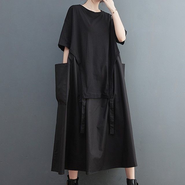 Lewwe - Long-Sleeve Loose-Fit Panel Big-Pocket Midi Dress | YesStyle Lewwe - Long-Sleeve Loose-Fit Panel Big-Pocket Midi Dress | YesStyle