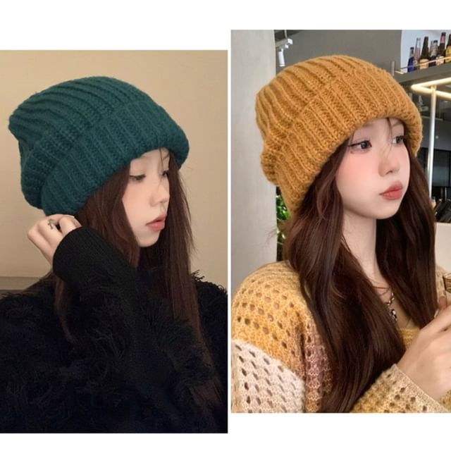 Nikifa-Plain Knit Slouchy Beanie