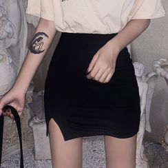 Conah - Slit Mini Pencil Skirt