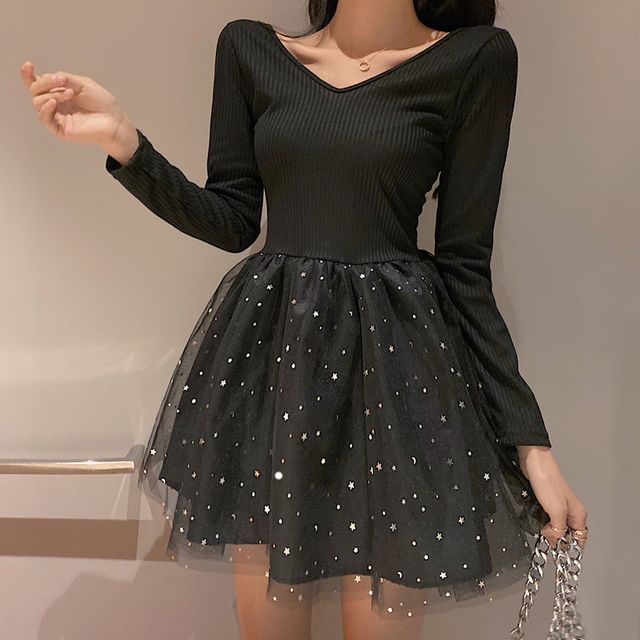 slim fit dress slacks Glam Affair Cold-Shoulder Glitter Mesh Mini Dress