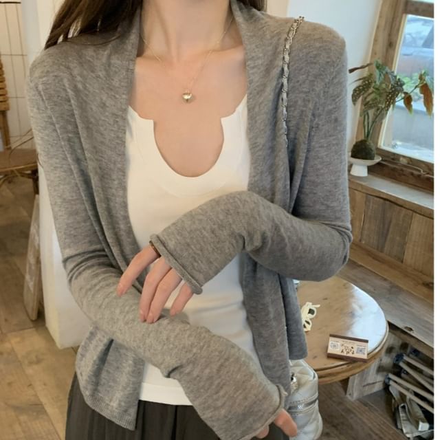 Dragan Pulse-Plain Open Front Crop Cardigan