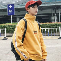 Deepwood - Couple Matching Mock-Neck Lettering Sweatshirt Deepwood - Couple Matching Mock-Neck Lettering Sweatshirt