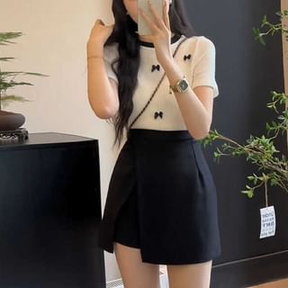 Yako-High Waist Plain Mini A-Line Skort
