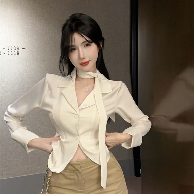 Whoosh-Long-Sleeve Satin Plain Shirt