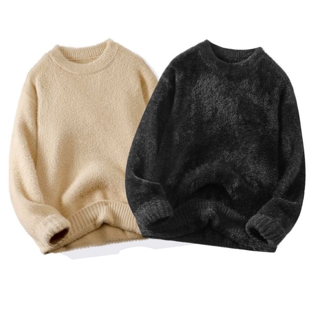 Soulcity-Crew Neck Plain Sweater