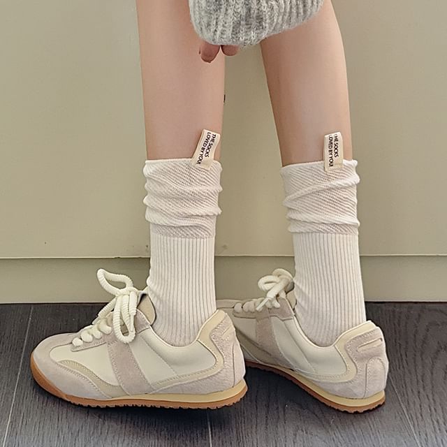 Mimiyu-Plain Crew Socks Set