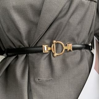 Lunashore-Faux Leather Slim Belt