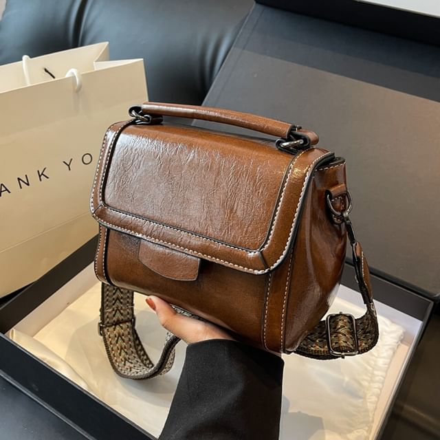 KOCORE-Faux Leather Satchel Bag